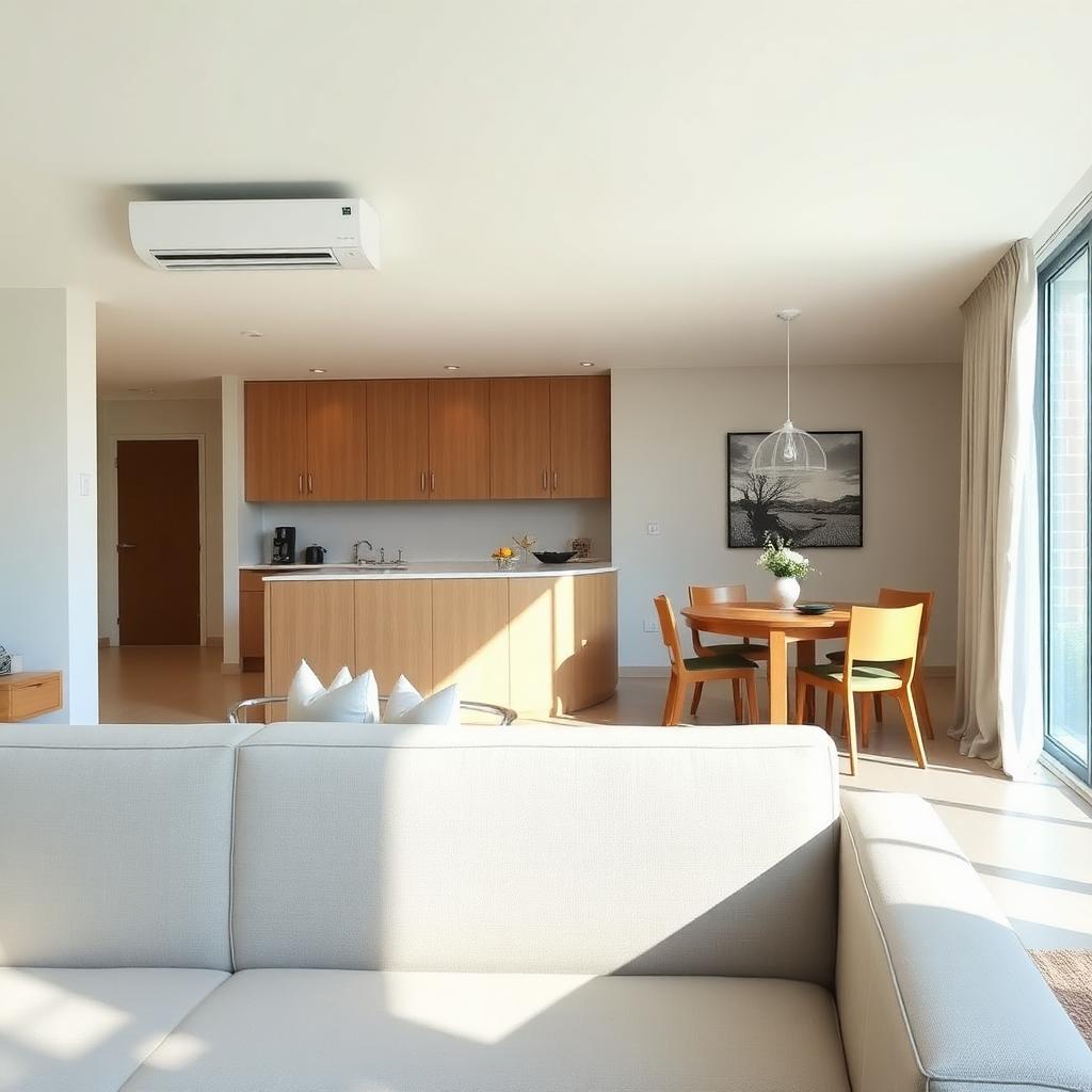 Living comedor con aire acondicionado split muro